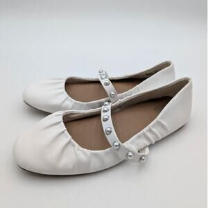 DV Dolce Vita Bustar Flat Shoes Girls' Studded Strap White Size US4 EU36